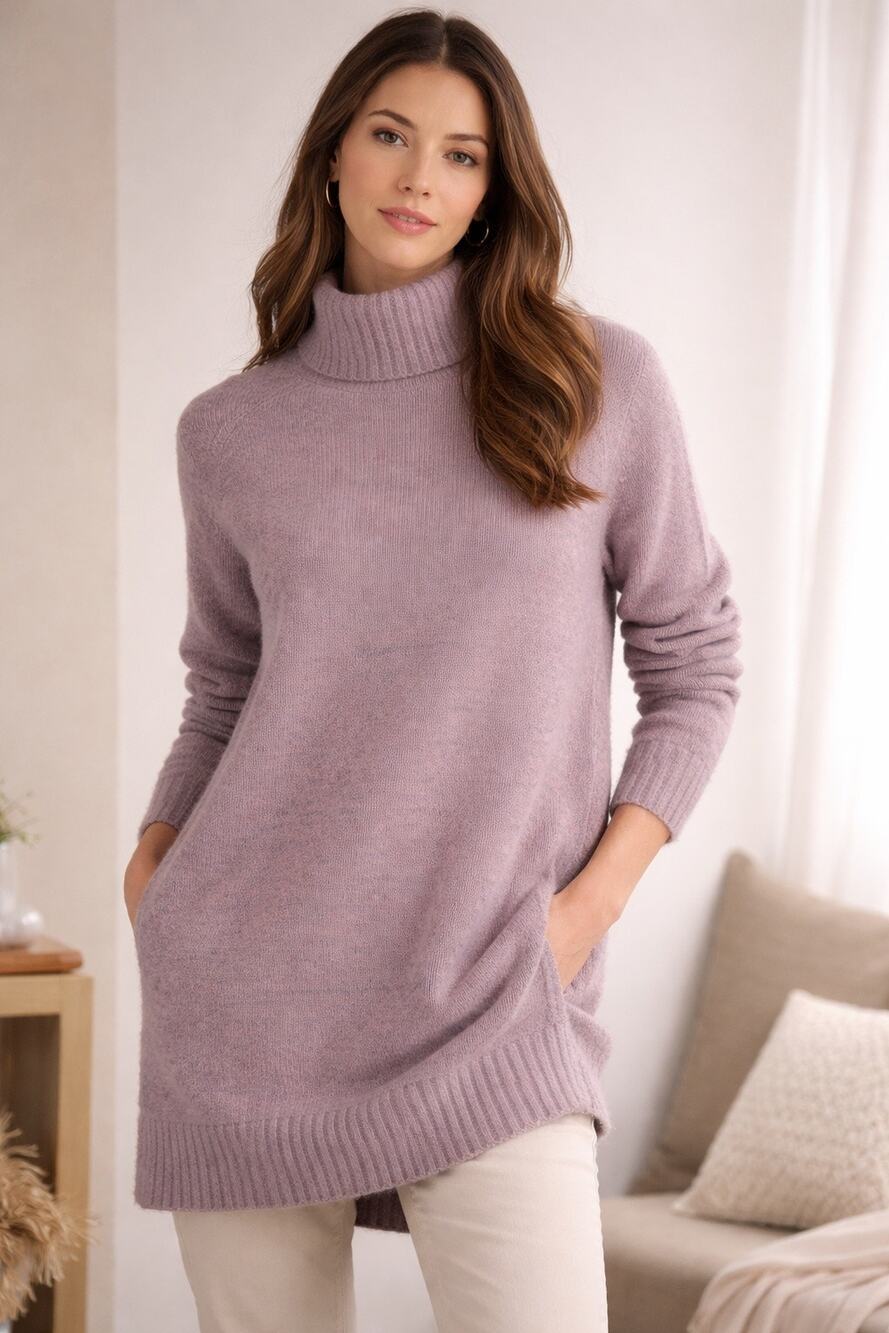 J. Crew Merino wool Blend Mock Neck Sweater Dress M Purple Heather Knit